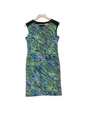 NWOT Emma Michele Sleeveless Geometric Spring Dress 8 Colorful Knee Length Work